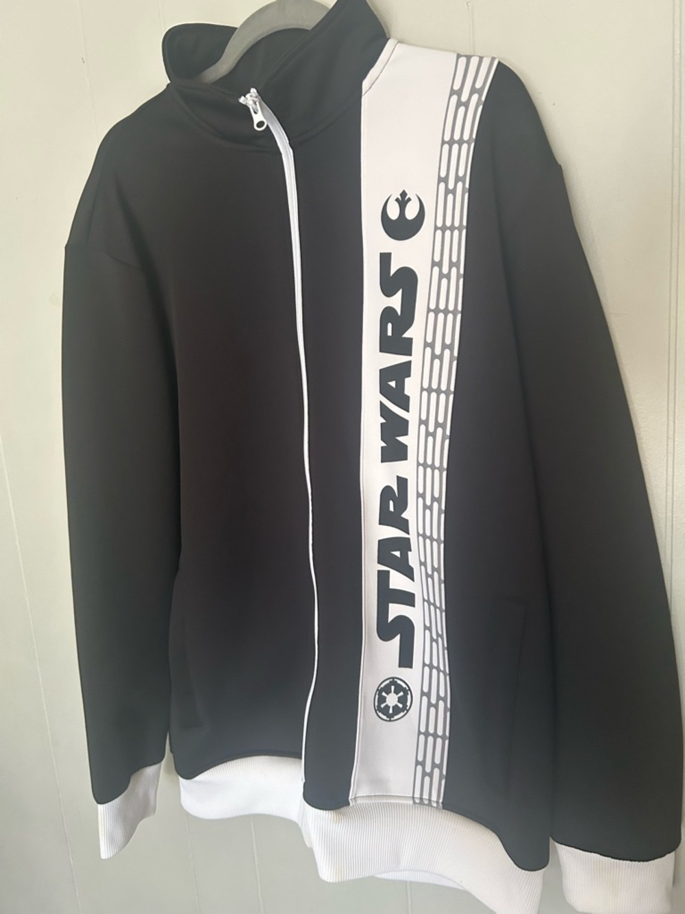 Star Wars Zip Up Jacket Black White Rebel Empire Graphic Track Jacket Size L